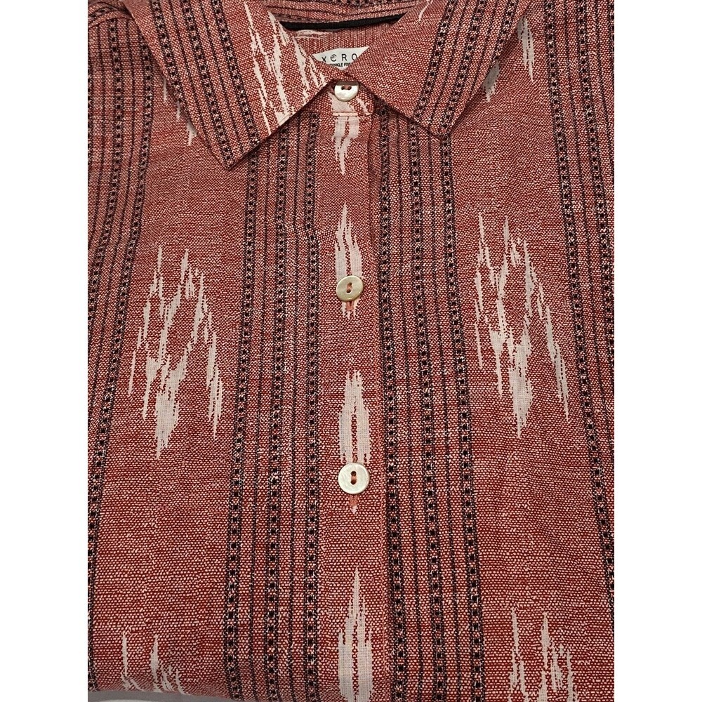Foxcroft NWT Red Aztec Easy Care No Iron Crisp Cotton Western Blouse Top